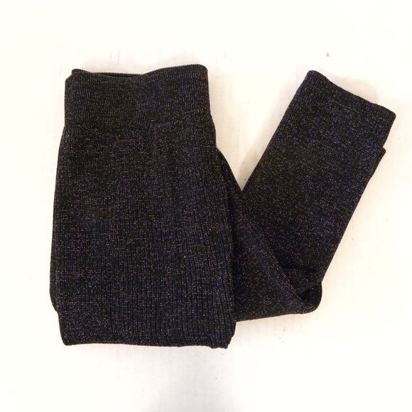 Red Paint Metallic Black Knit Ankle Leggings Women Small / Medium Stretch Y2K - Picture 1 of 6